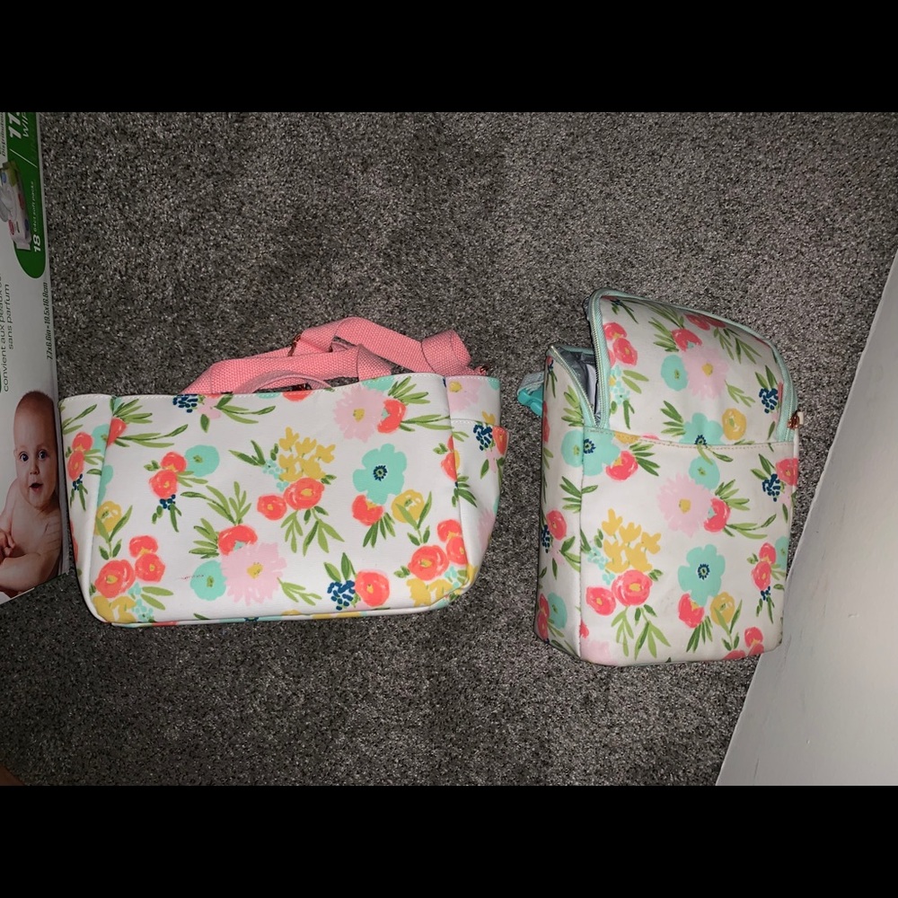 Floral diaper bag organizer & Floral borre bag